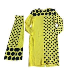 Womens Anne Crimmins Umi Collections VTG Yellow Polka Dot Dress 60s Retro Sz 6